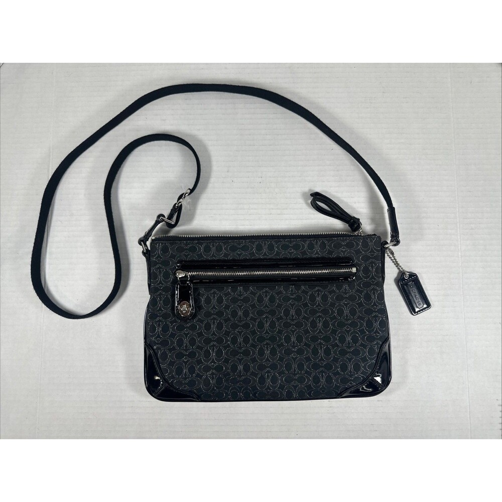 Coach 50288 Poppy Signature C Metallic Outline East/West SwingPack Black/Silver
